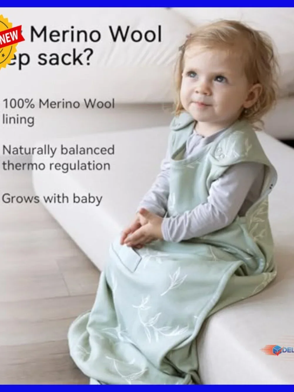 Merino Wool Cotton Sleep Sack 2-Way Zipper Adjustable Universal Size